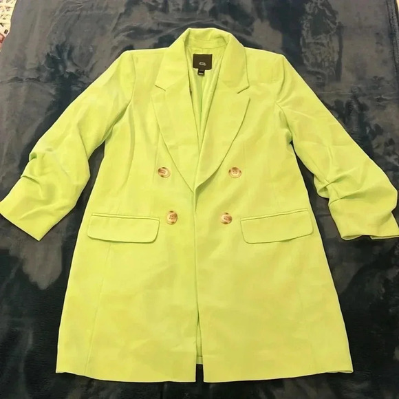 River Island Double Breasted Blazer LIME, Size 2 US / 6 UK, good condition,women - Picture 2 of 6